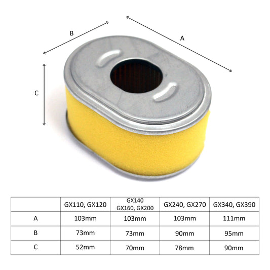 Air Filter replaces 17210-ZE1-505 for GX140 GX160 GX200