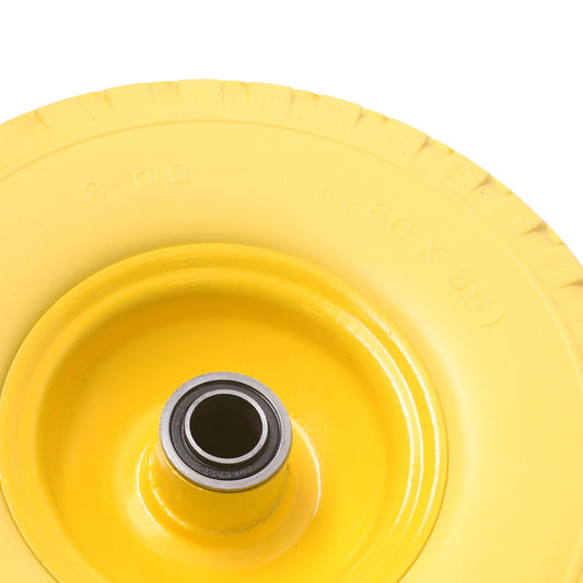 10" PU Wheel 3.00-4 Puncture Proof Steel Rim 16mm Bore Sack Barrow Trolley Wagon-5056020186649-WHEEL-PU-S-YLW-300-4-80MM-Product Pro-Wheels Tubes Tyres