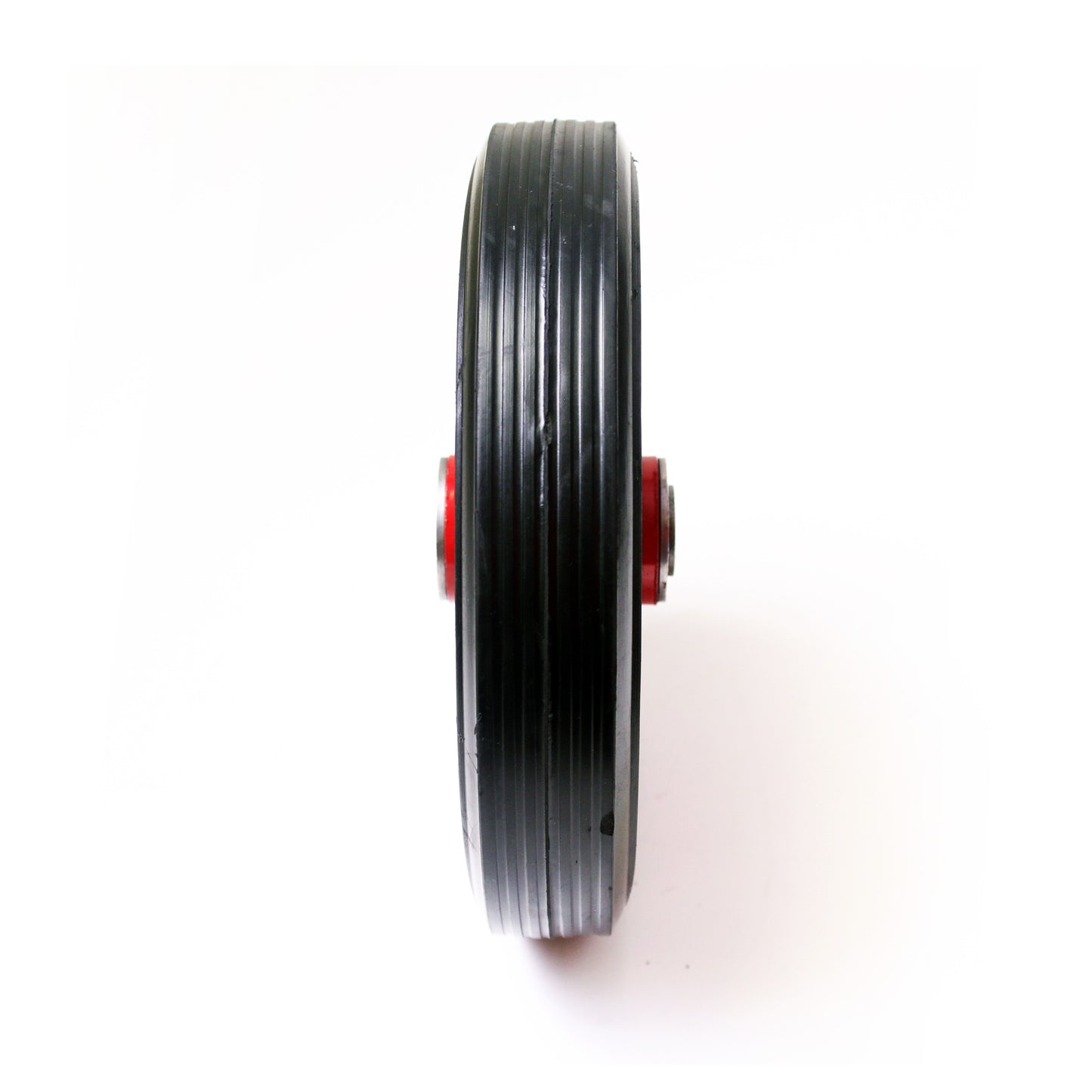 200mm (8") Solid Rubber Red Steel Wheel 45mm Wide 16mm Bore Truck Trolley Wagon