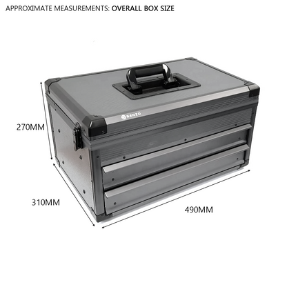 Toolbox Double Drawer Hinged Lid Lockable Hobby 49x31cm