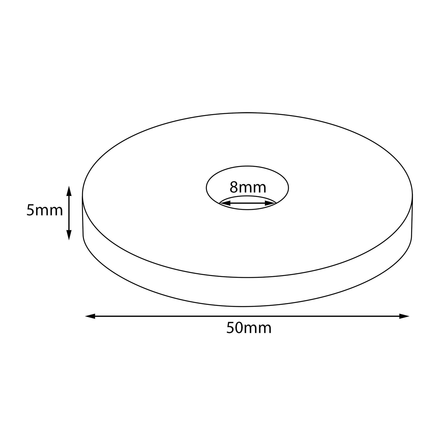 M8 Black Plastic Nylon Penny Flat Washers 50mm Diameter 2mm or 4mm Thickness.