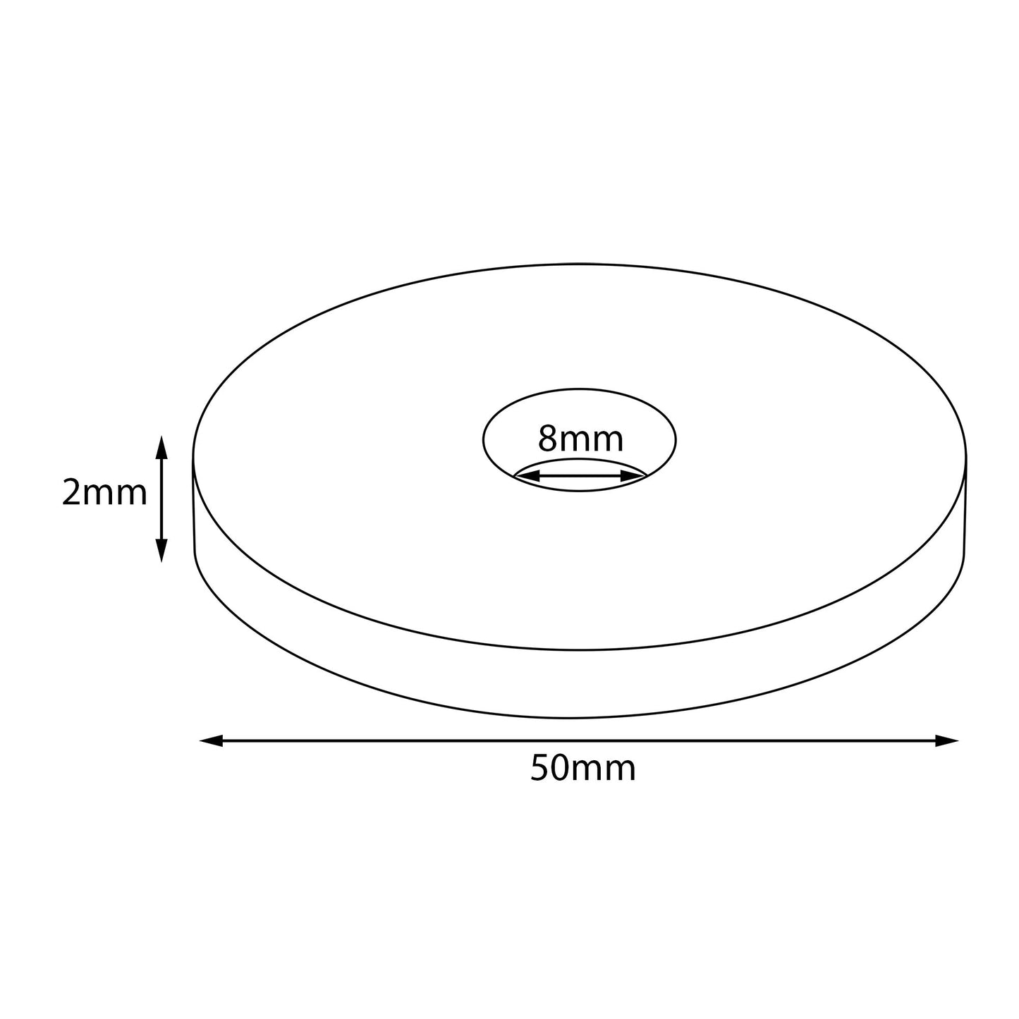 M8 Black Plastic Nylon Penny Flat Washers 50mm Diameter 2mm or 4mm Thickness.