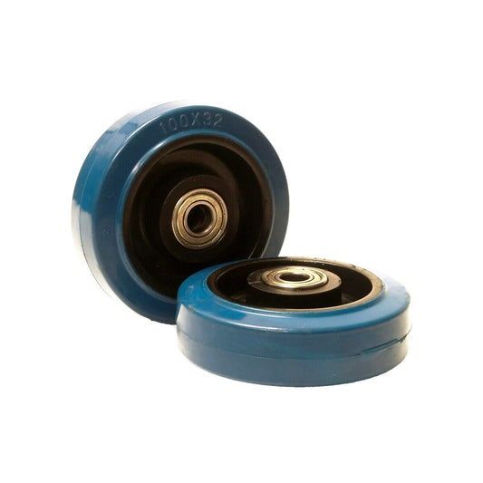 Plain Castor Wheels 100mm Heavy Duty Rubber Trolley Caster Brake Wheels