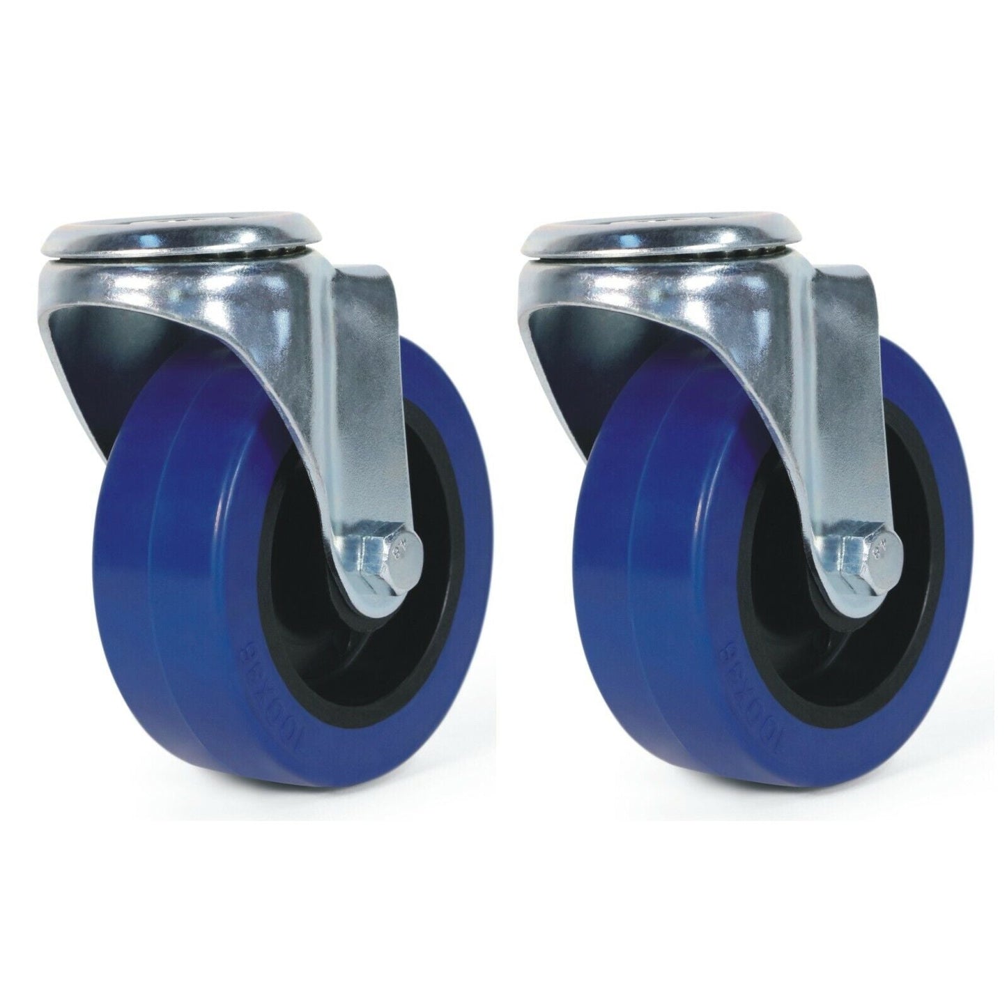 Castor Wheels 100mm Heavy Duty Rubber 360 Swivel Trolley Caster Brake Wheels