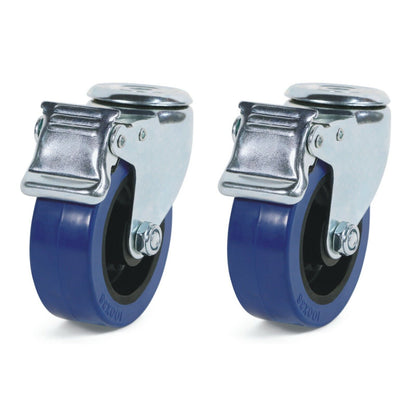 Castor Wheels 100mm Heavy Duty Rubber 360 Swivel Trolley Caster Brake Wheels