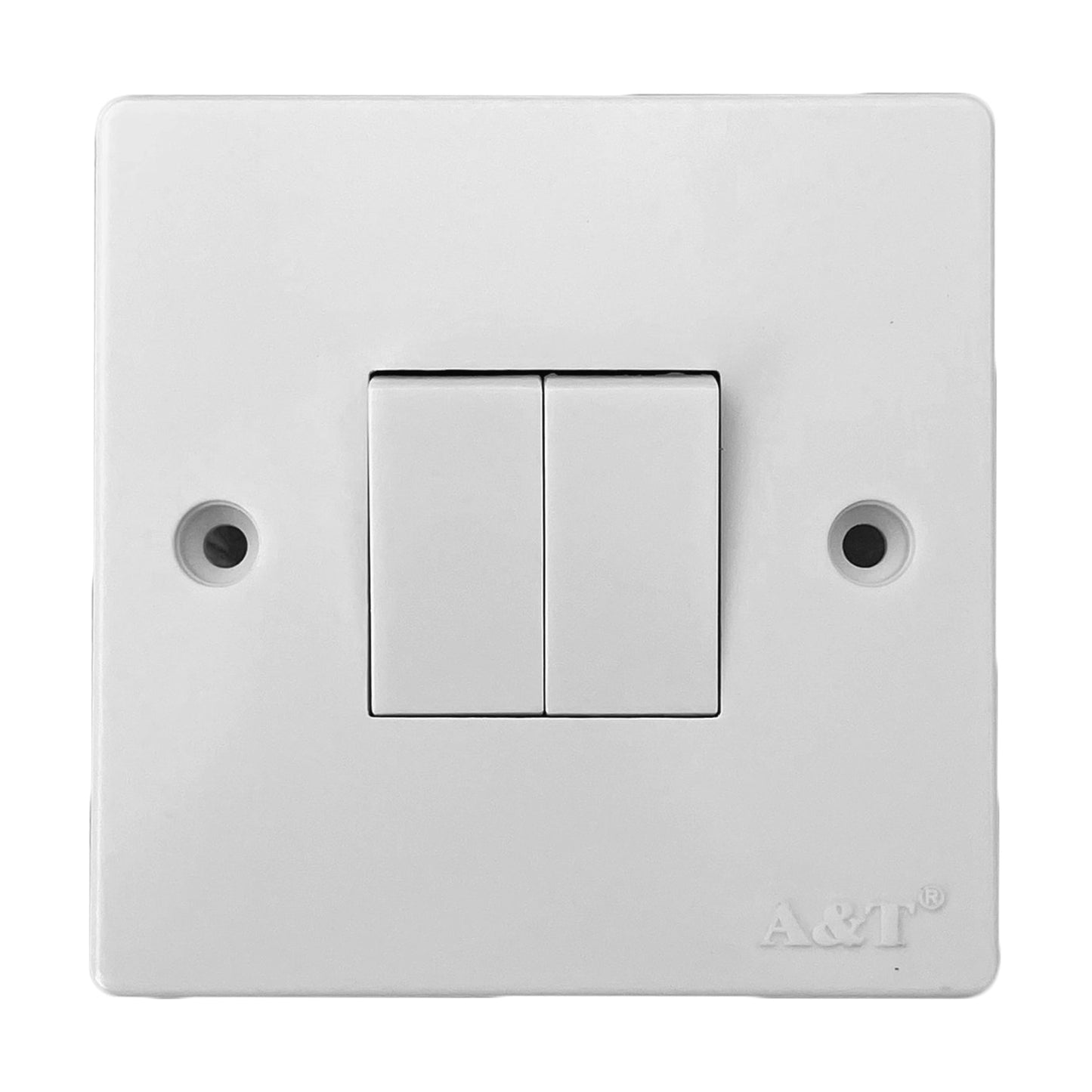 A Box of 10, 2 Gang 2 Way Light Switch Plate Faceplates 10 Amp 10A White