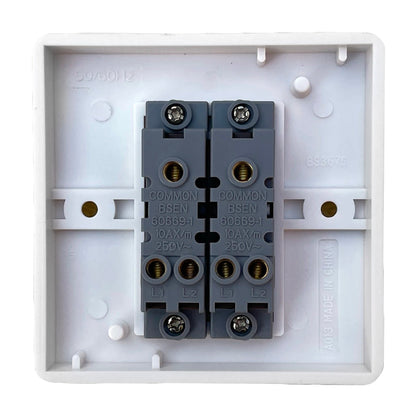 A Box of 10, 2 Gang 2 Way Light Switch Plate Faceplates 10 Amp 10A White