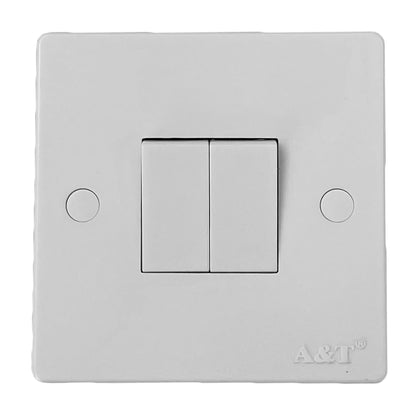 A Box of 10, 2 Gang 2 Way Light Switch Plate Faceplates 10 Amp 10A White