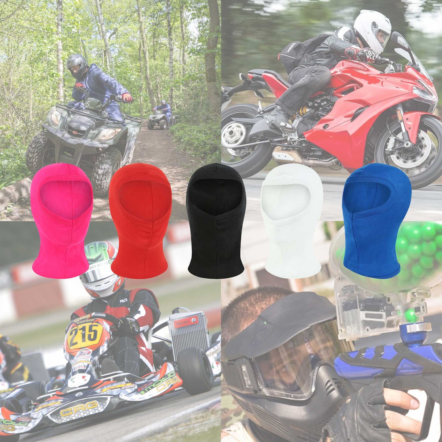 BULK PACK Balaclava - One Size - 1 Hole 100% Cotton - Washable - SAS Army Style for Skiing, Paintball, Cycling, Quad Bike, Karting