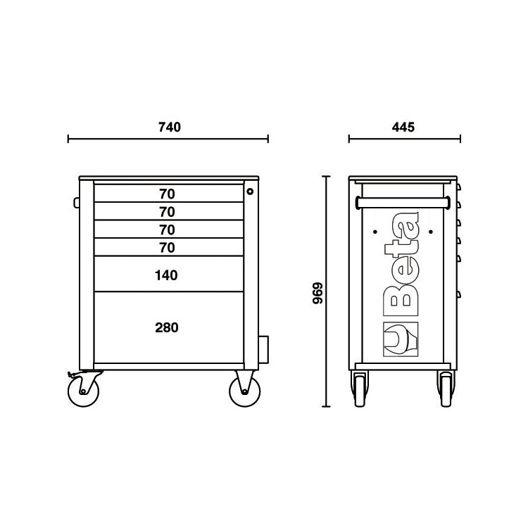 Beta Tools Mini 6 Drawer Roller Cab - Grey - RSC24/6-A - 024004067