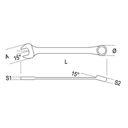 Beta Tools 15mm Professional Combination Spanner - 42LMP 15 - 000420515