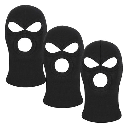 3 Pack Black Balaclava - One Size - 3 Hole 100% Cotton - Washable - SAS Army Style for Skiing, Paintball, Cycling, Quad Bike, Fancy Dress