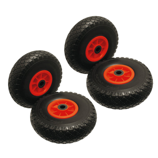 4 x 10" Wheel 3.00-4 PU Foam Puncture Proof Sack Trolley Jockey Wagon 20mm Bore