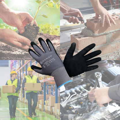 Nitrile Palm Coated Safety Glove Size Mechanic Gardening Builders Work Garage