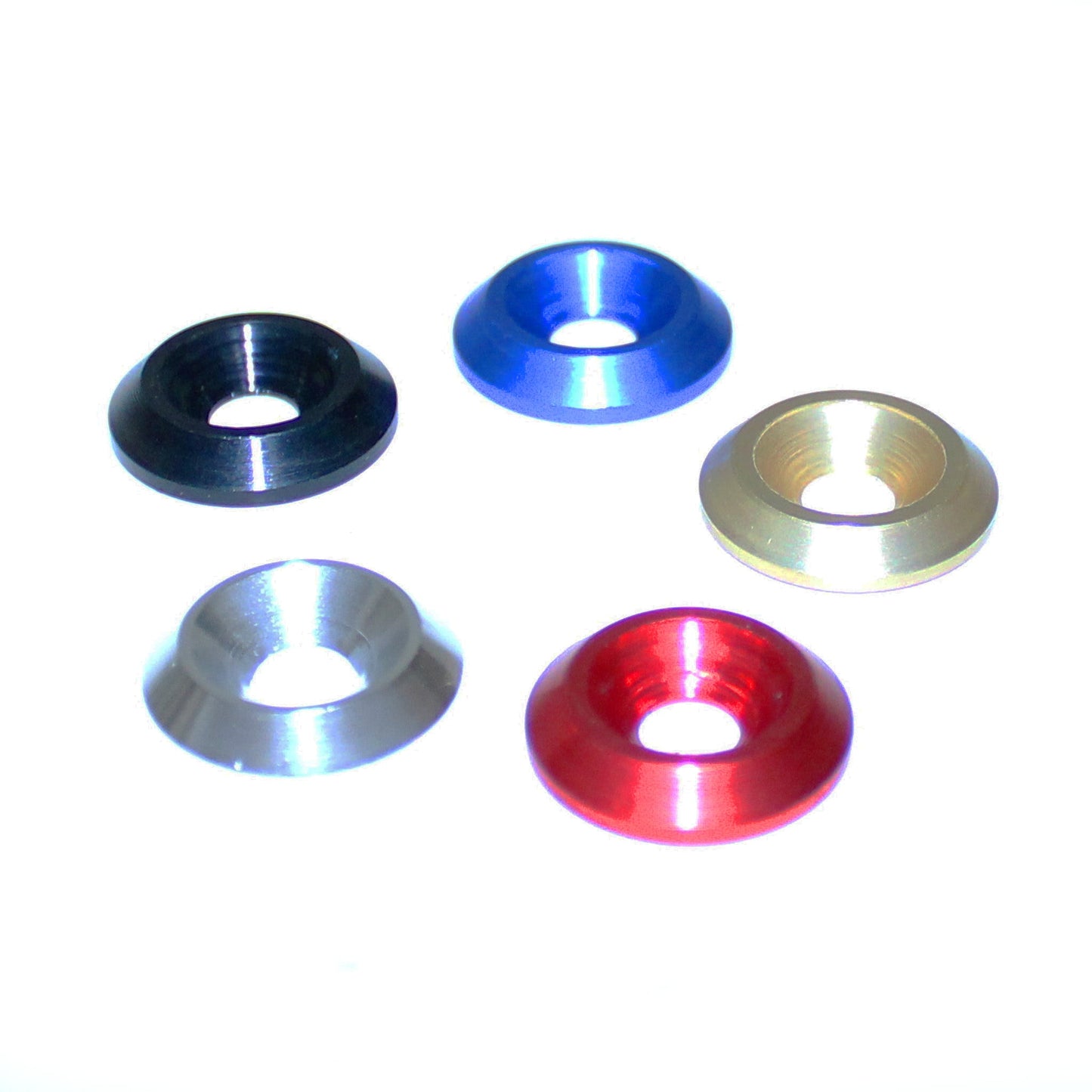 M6 Aluminium Countersunk Washer Anodised Black Blue Gold Red or Natural Finish