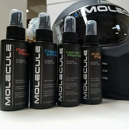 Molecule Helmet Care Cleaner Polish Anti Fog Rain Repel Spray Refresh Deodoriser