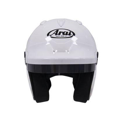 Arai Open Face Crash Helmet White with Peak Hans Anchors SA2005 Small Motorsport