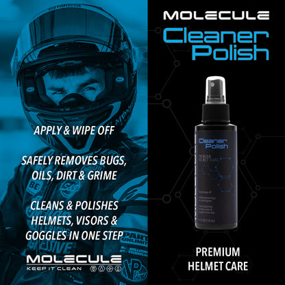 Molecule Helmet Cleaner Polish for Gloss Finishes Visors Motorsport Moto X Bike