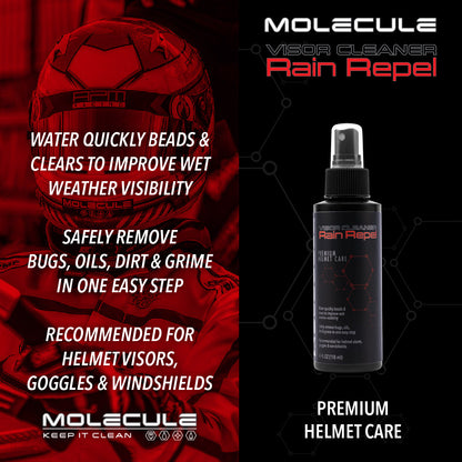 Molecule Matt Helmet Cleaner Polish Anti Fog Rain Repel Spray Refresh Deodoriser