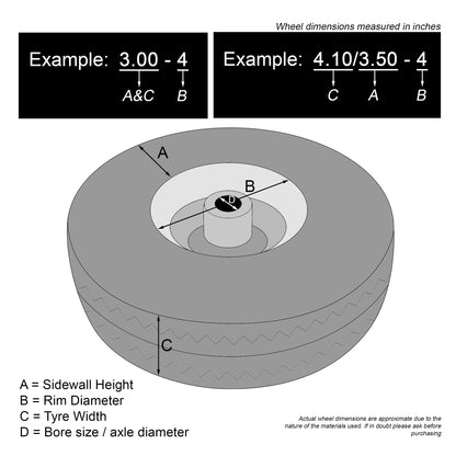 2 x 10" 4.10/3.50-4 Pneumatic Wheel Steel Rim Sack Barrow 16mm Bore 45mm Offset-5056020186717-EY-PP-111-Product Pro-Wheels Tubes Tyres