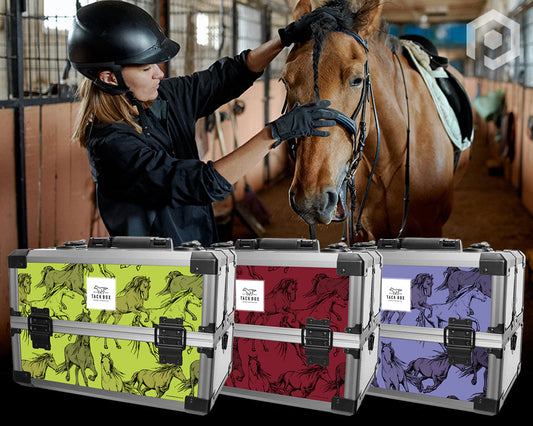 Horse Grooming Tack Box Complete with a Carry Strap and Lockable Latches with a Colourful Equestrian Graphic in One of 3 Brilliant Options-Product Pro-Grooming Box, Horse Grooming Box, Stable Box, Tackbox