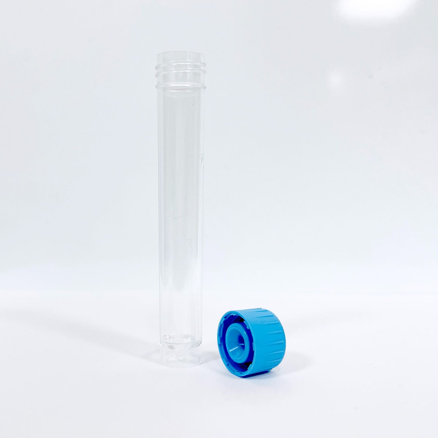 Test Tubes Blue or White Cap Lid Transparent Plastic 5ml 7ml Food Grade Arts Crafts Glitter Spices Polystyrene polypropylene 86mm high 14mm diameter