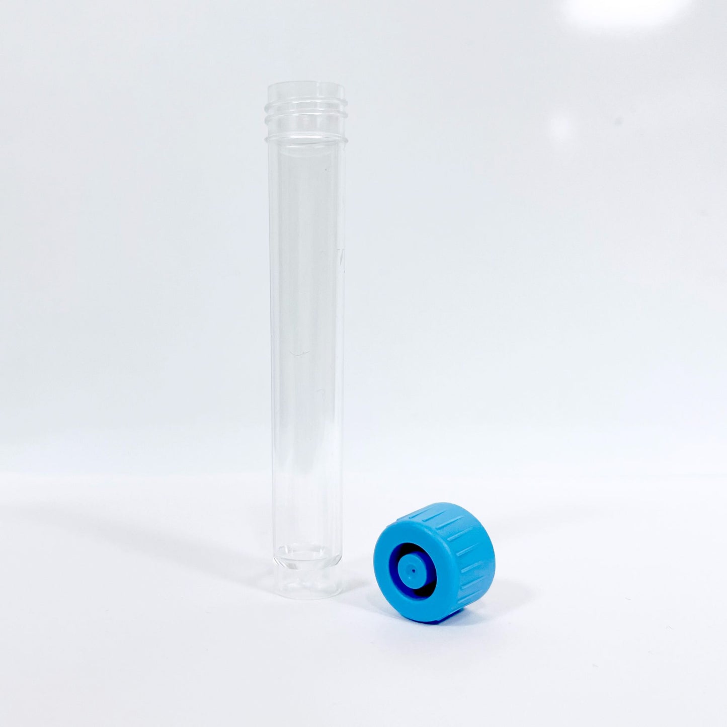 Test Tubes Blue or White Cap Lid Transparent Plastic 5ml 7ml Food Grade Arts Crafts Glitter Spices Polystyrene polypropylene 86mm high 14mm diameter