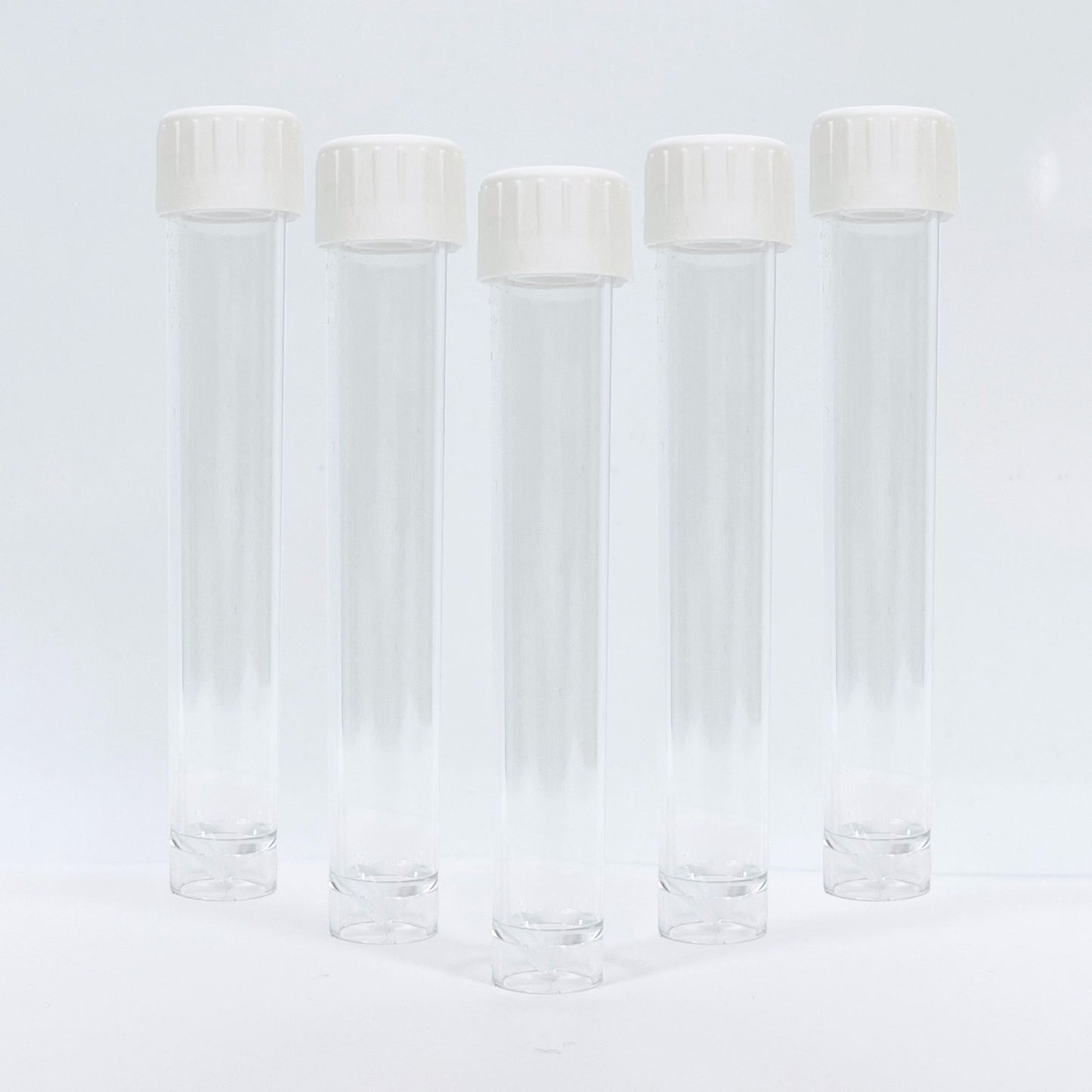 Test Tubes Blue or White Cap Lid Transparent Plastic 5ml 7ml Food Grade Arts Crafts Glitter Spices Polystyrene polypropylene 86mm high 14mm diameter