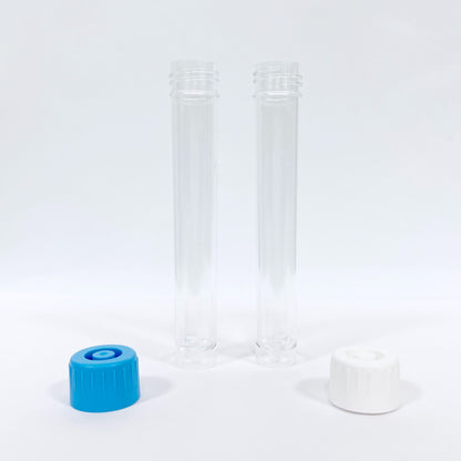 Test Tubes Blue or White Cap Lid Transparent Plastic 5ml 7ml Food Grade Arts Crafts Glitter Spices Polystyrene polypropylene 86mm high 14mm diameter