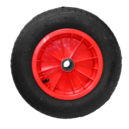 14" Wheel 3.50-8 Pneumatic Sack Trolley Wheelbarrow 25mm Axle Bore Plastic Rim