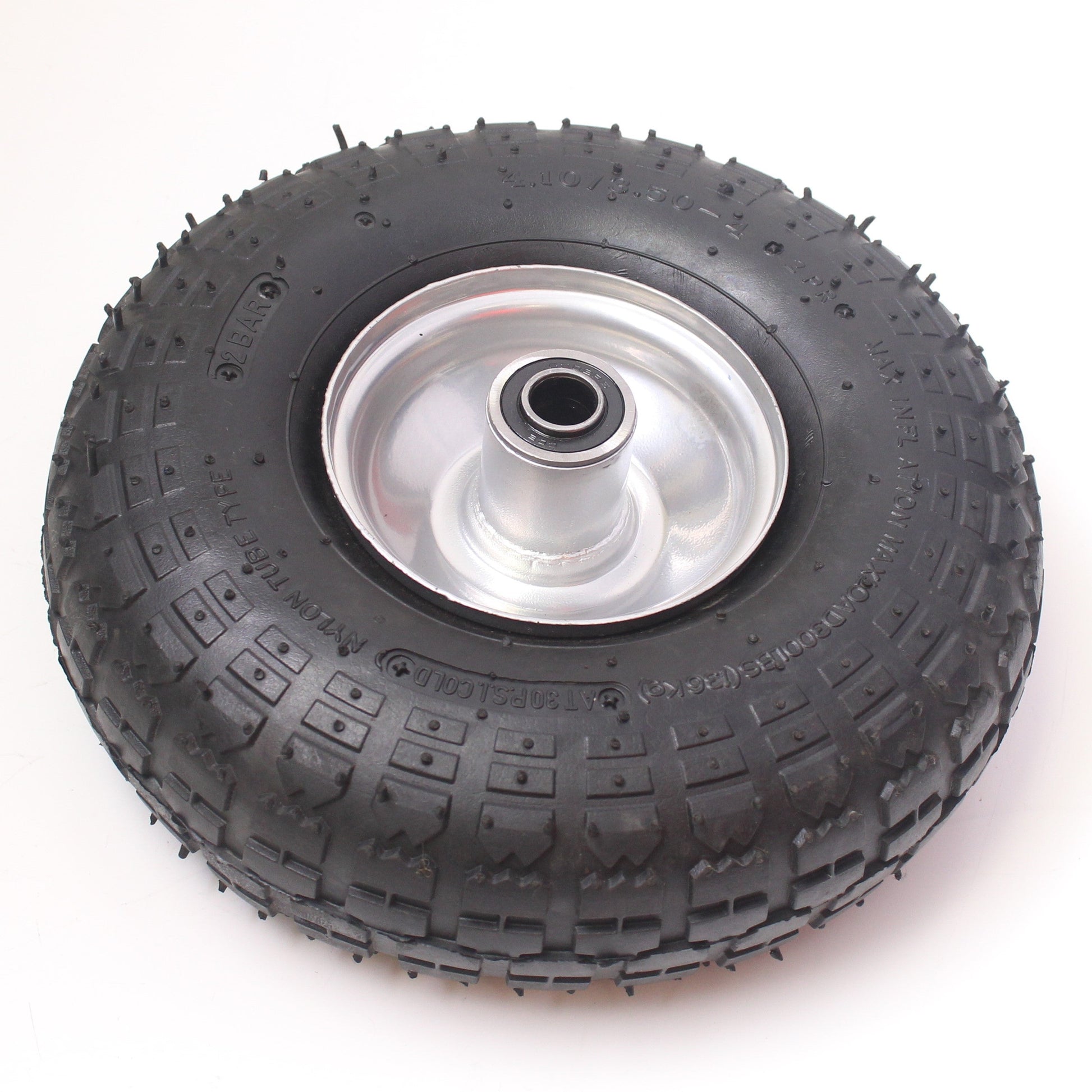 2 x 10" 4.10/3.50-4 Pneumatic Wheel Steel Rim Sack Barrow 16mm Bore 45mm Offset-5056020186717-EY-PP-111-Product Pro-Wheels Tubes Tyres