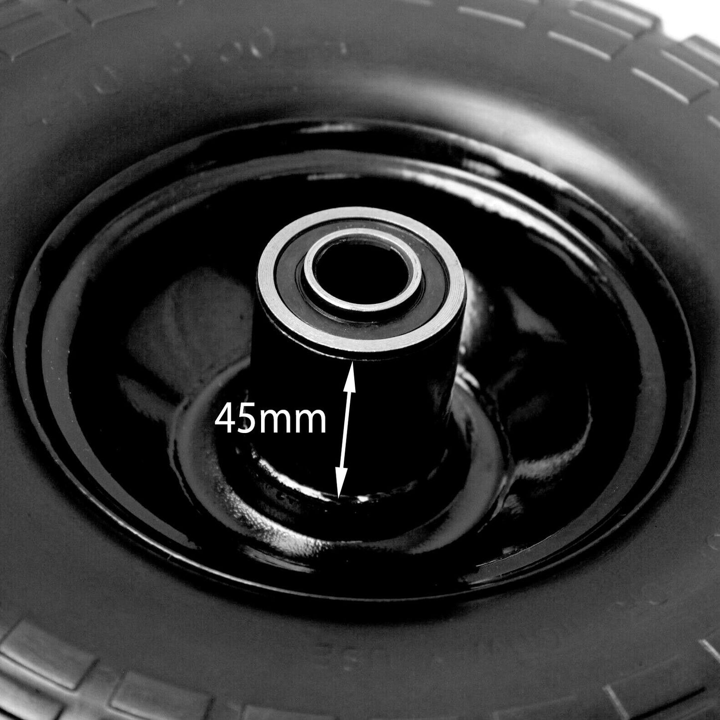 10" Wheel 4.10/3.50-4 Puncture Proof Steel Rim Sack Barrow 16mm Bore 45mm Offset-5056020186663-WHEEL-PU-S-BLK-410-4-Product Pro-Wheels Tubes Tyres