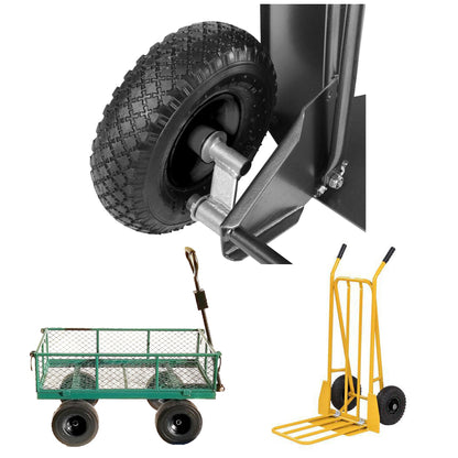 10" 4.10/3.50-4 Pneumatic Steel Sack Barrow Trolley Wagon 16mm Bore 45mm Offset-5056020186656-WHEEL-PN-S-SILV-350-4-Product Pro-Wheels Tubes Tyres