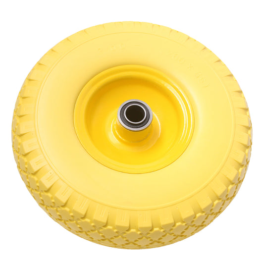 10" PU Wheel 3.00-4 Puncture Proof Steel Rim 16mm Bore Sack Barrow Trolley Wagon-5056020186649-WHEEL-PU-S-YLW-300-4-80MM-Product Pro-Wheels Tubes Tyres