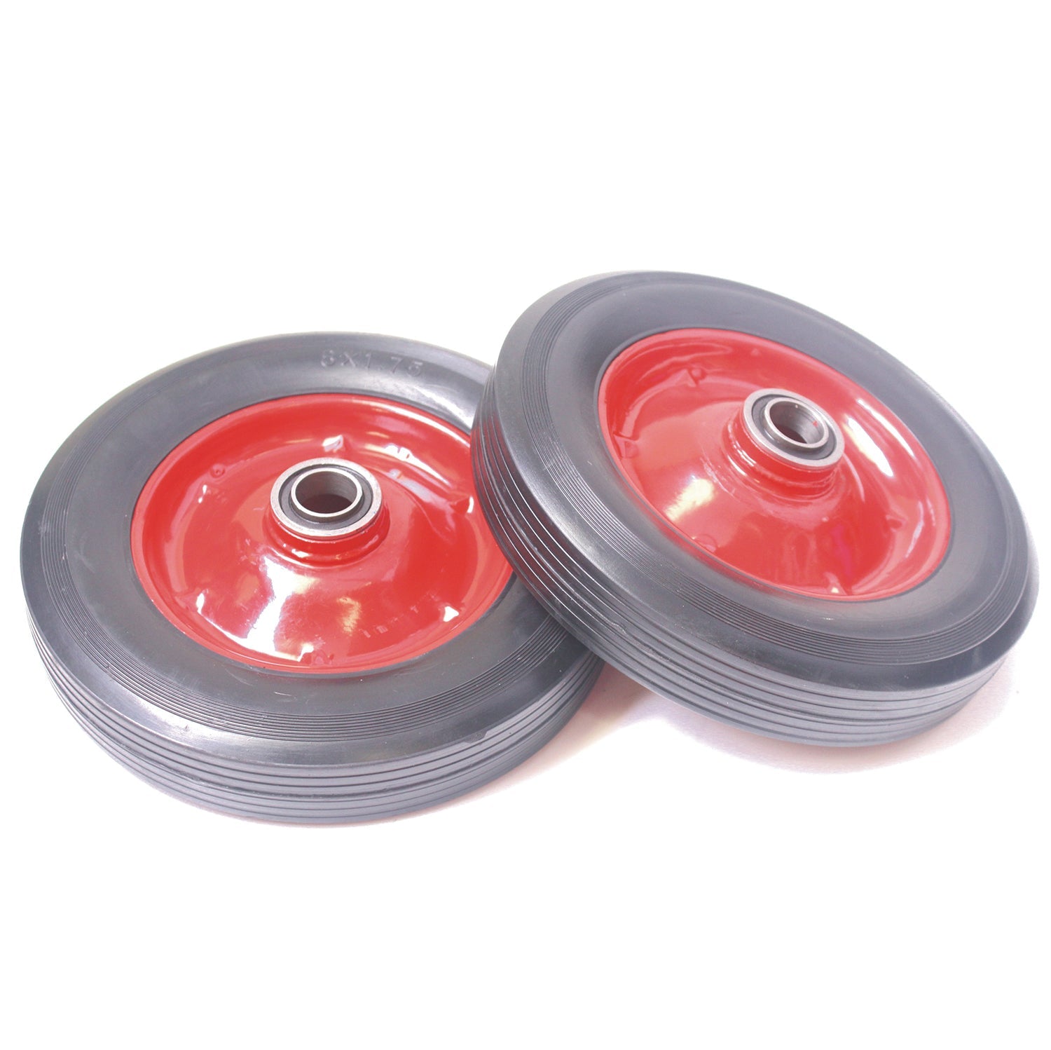 200mm (8") Solid Rubber Red Steel Wheel 45mm Wide 20mm Bore Truck Trolley Wagon-5056020186687-WHEEL-RB-S-RED-8x1.75-60MM-Product Pro-Wheels Tubes Tyres