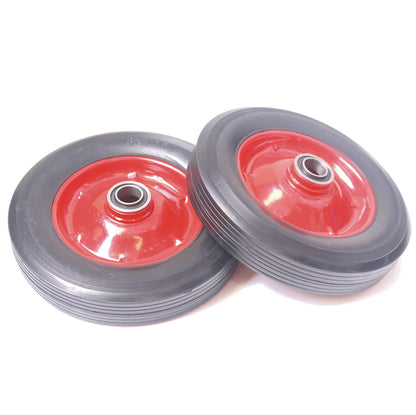200mm (8") Solid Rubber Red Steel Wheel 45mm Wide 20mm Bore Truck Trolley Wagon-5056020186687-WHEEL-RB-S-RED-8x1.75-60MM-Product Pro-Wheels Tubes Tyres