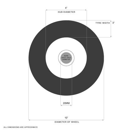 10" Wheel 3.00-4 (260 x 85) Pneumatic Sack Trolley Jockey Cart Wagon 20mm Bore