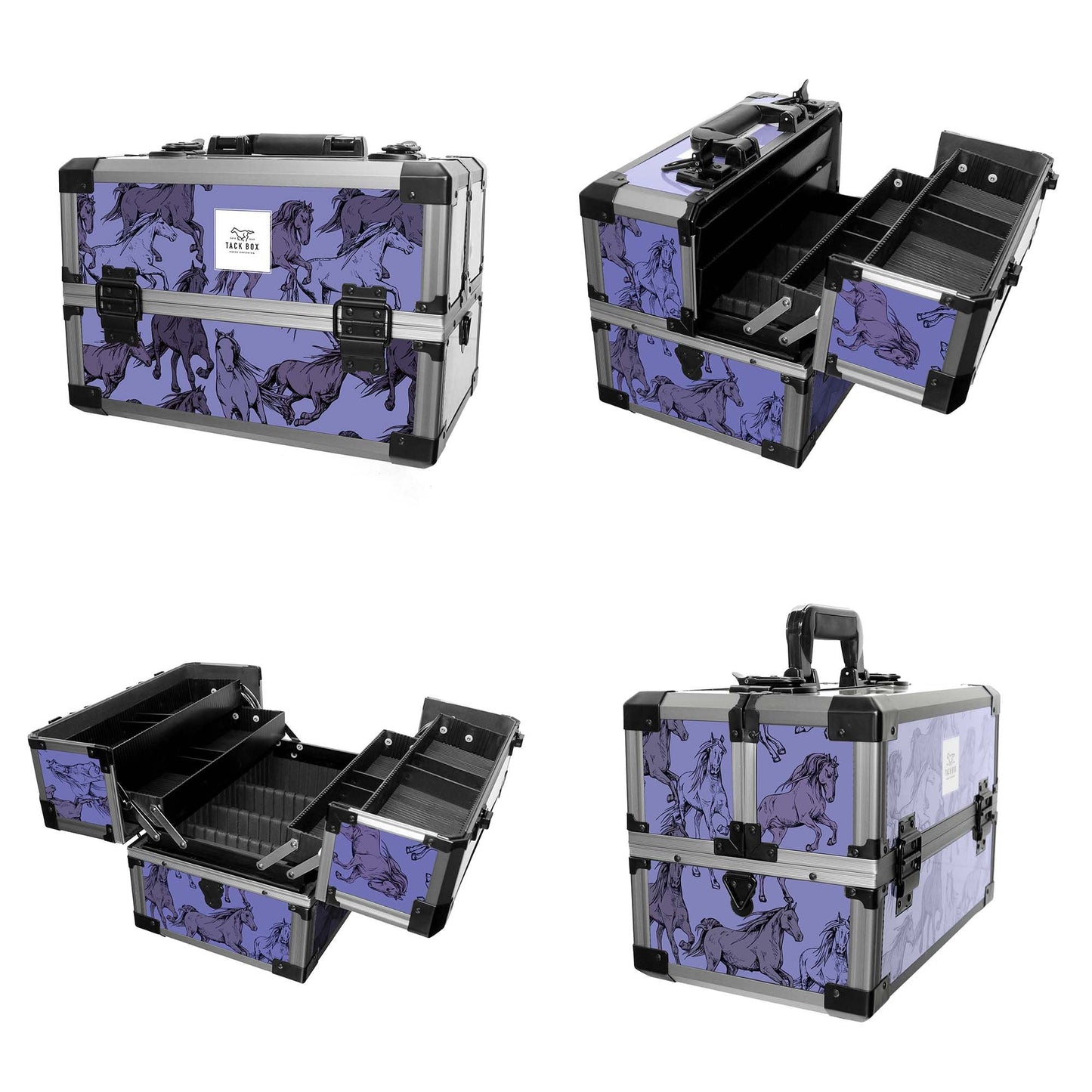 Horse Grooming Tack Box Complete with a Carry Strap and Lockable Latches with a Colourful Equestrian Graphic in One of 3 Brilliant Options-TACKBOX-LILAC-Product Pro-Grooming Box, Horse Grooming Box, Stable Box, Tackbox