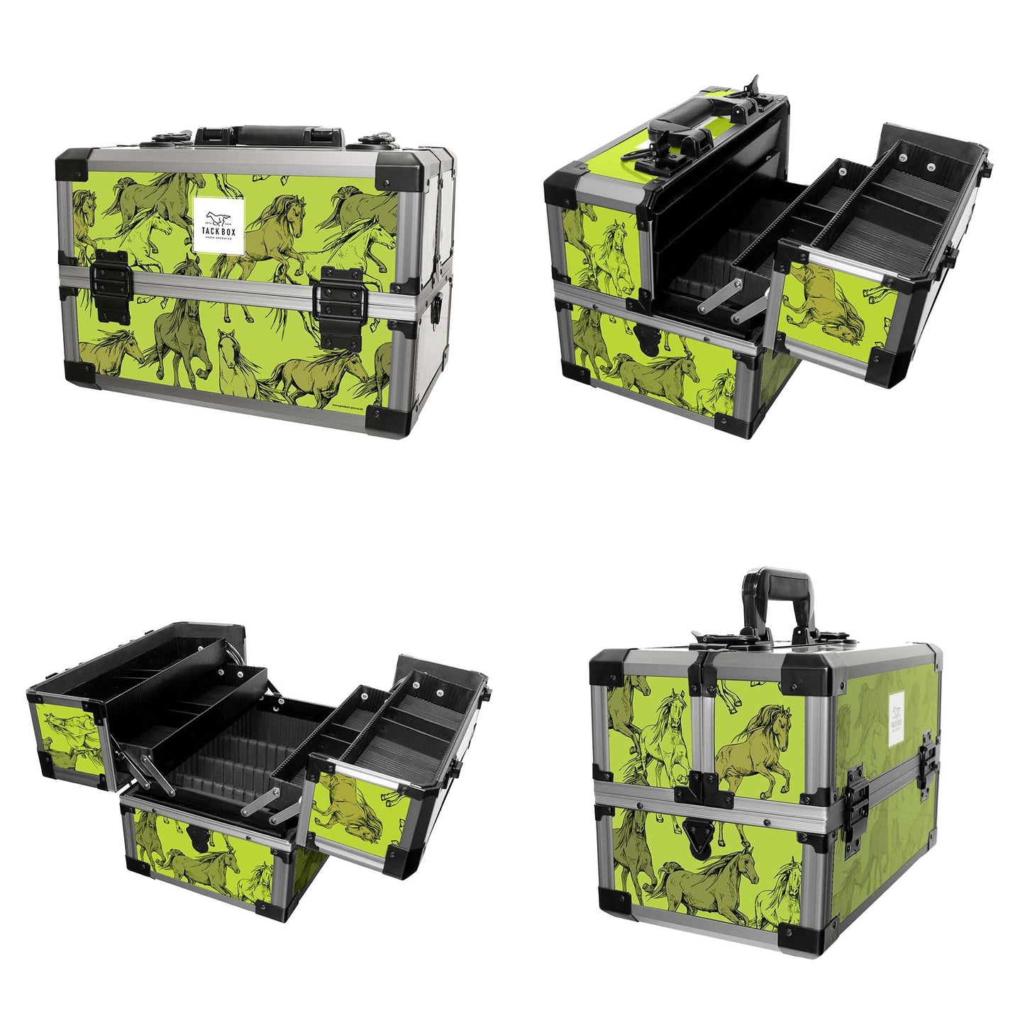 Horse Grooming Tack Box Complete with a Carry Strap and Lockable Latches with a Colourful Equestrian Graphic in One of 3 Brilliant Options-TACKBOX-LIMEGREEN-Product Pro-Grooming Box, Horse Grooming Box, Stable Box, Tackbox