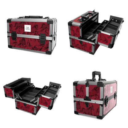 Horse Grooming Tack Box Complete with a Carry Strap and Lockable Latches with a Colourful Equestrian Graphic in One of 3 Brilliant Options-TACKBOX-RED-Product Pro-Grooming Box, Horse Grooming Box, Stable Box, Tackbox