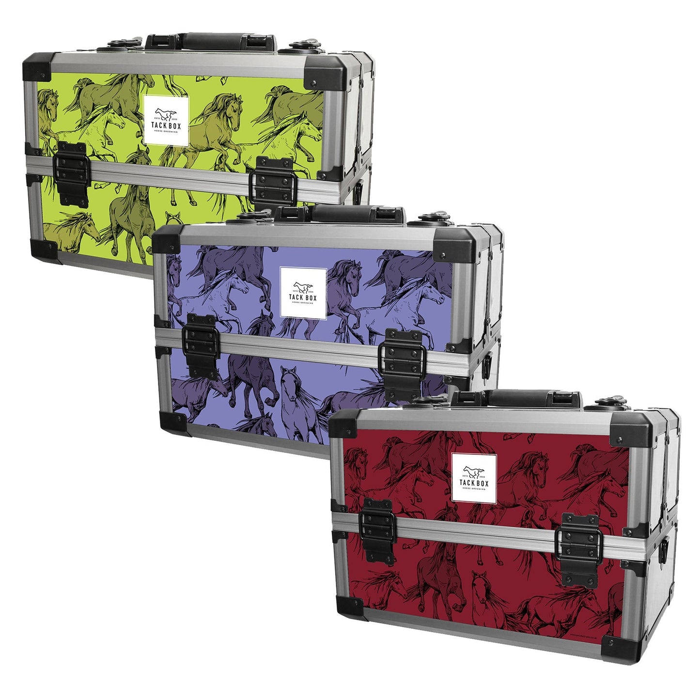 Horse Grooming Tack Box Complete with a Carry Strap and Lockable Latches with a Colourful Equestrian Graphic in One of 3 Brilliant Options-Product Pro-Grooming Box, Horse Grooming Box, Stable Box, Tackbox